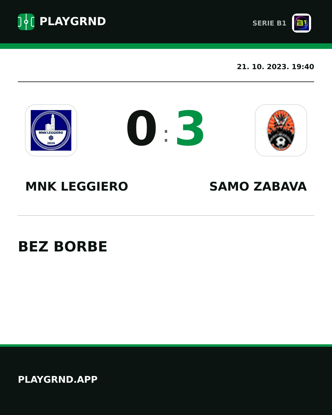 Instagram slika: MNK Leggiero 0:3 Samo Zabava