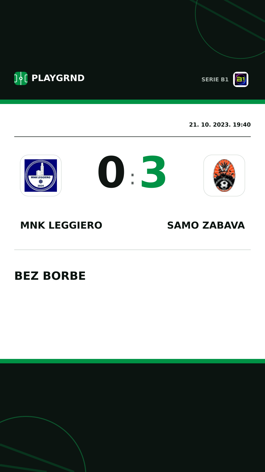 Instagram slika: MNK Leggiero 0:3 Samo Zabava