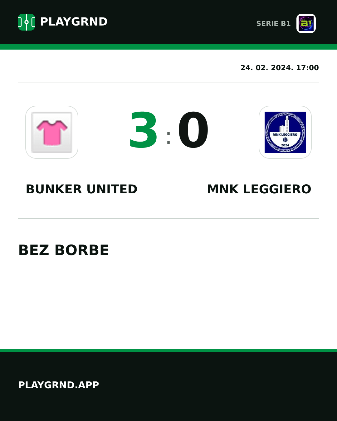 Instagram slika: Bunker United 3:0 MNK Leggiero