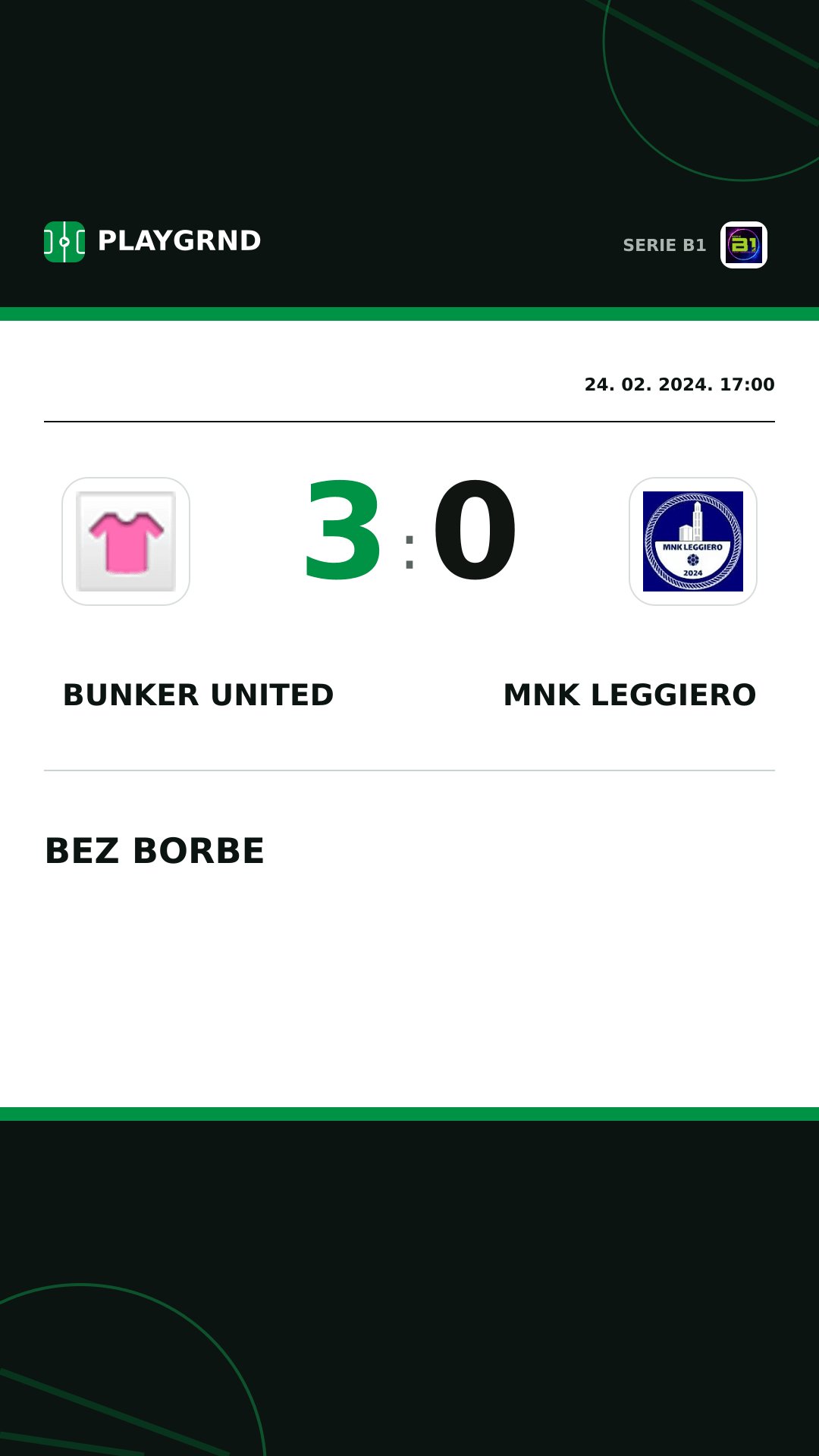 Instagram slika: Bunker United 3:0 MNK Leggiero