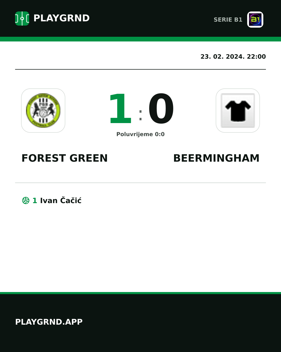 Instagram slika: Forest Green 1:0 Beermingham