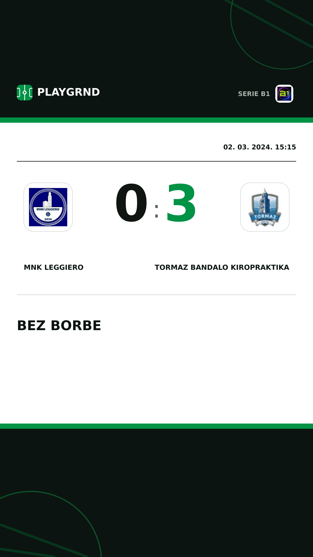 Instagram slika: MNK Leggiero 0:3 Tormaz Bandalo Kiropraktika