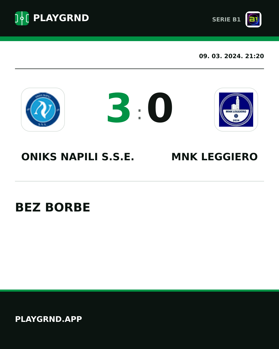Instagram slika: Oniks Napili S.S.E. 3:0 MNK Leggiero