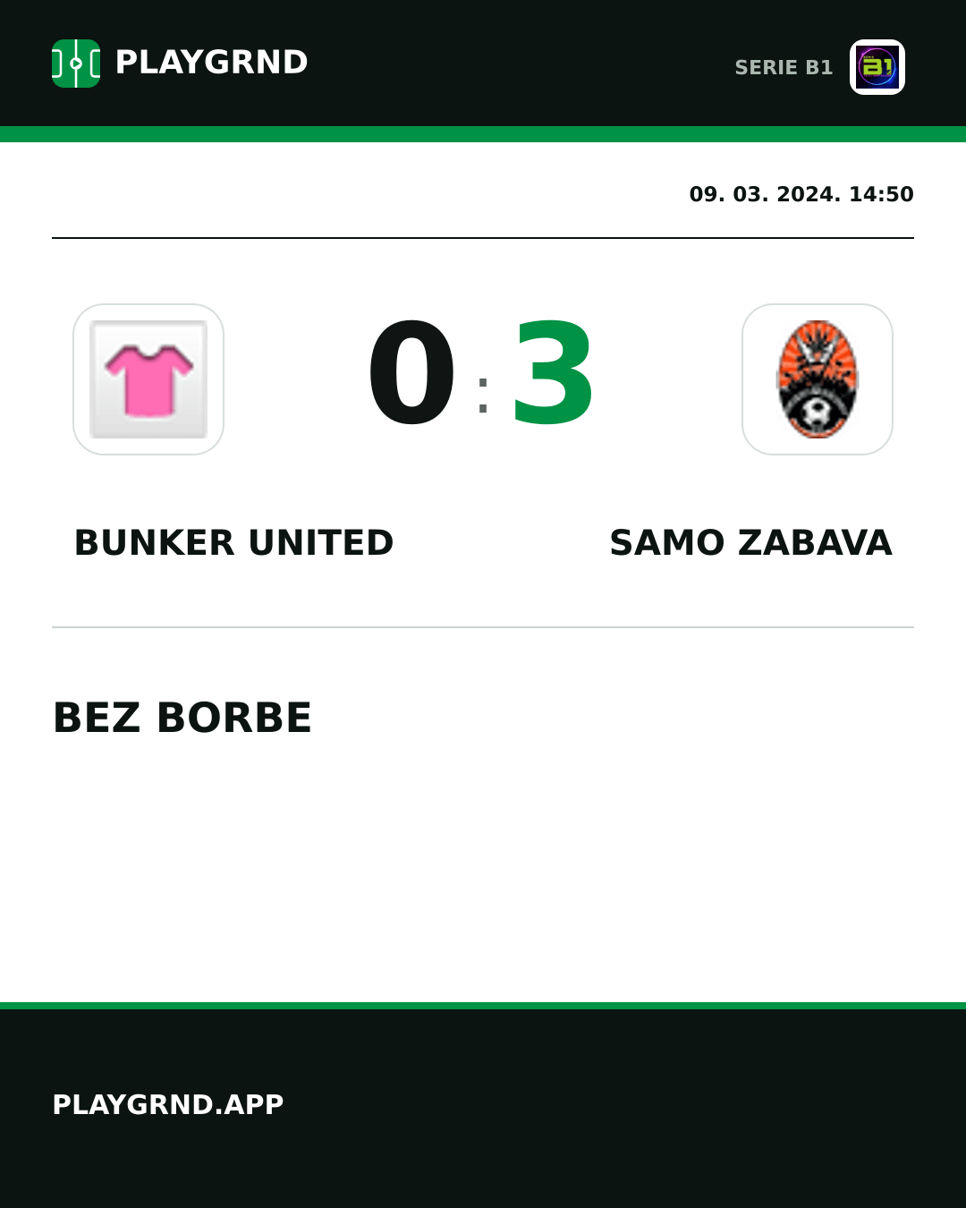 Instagram slika: Bunker United 0:3 Samo Zabava
