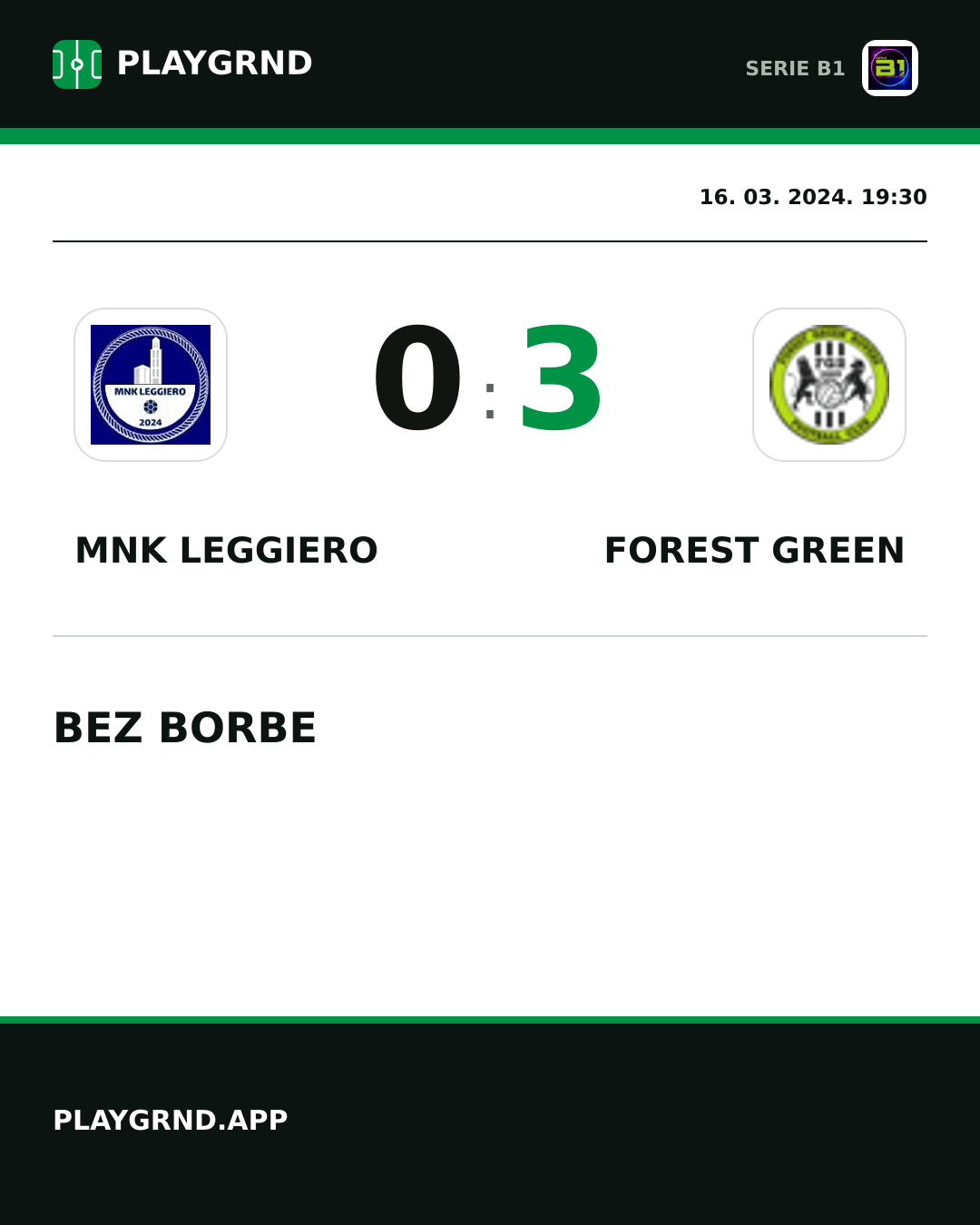 Instagram slika: MNK Leggiero 0:3 Forest Green
