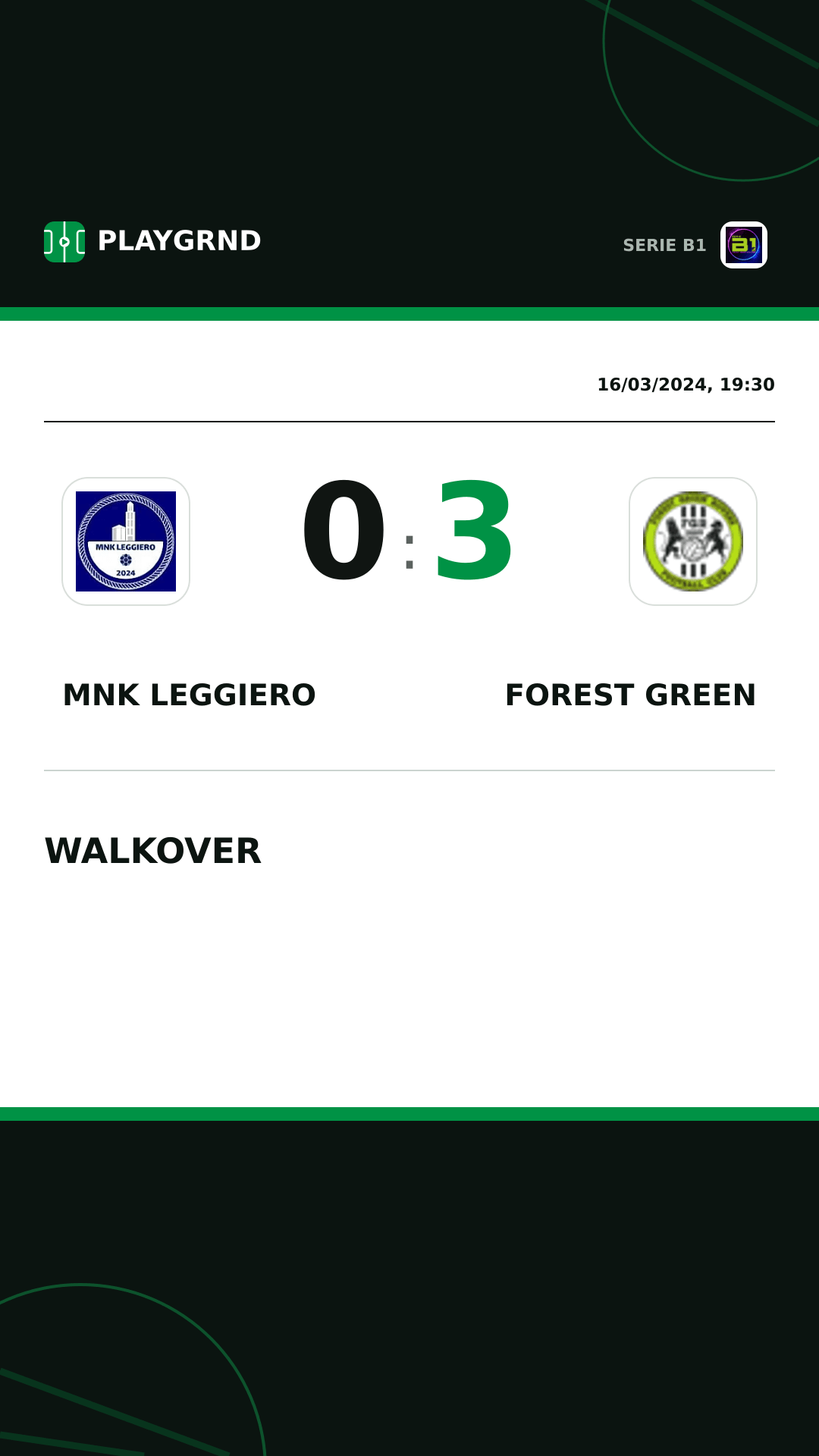Instagram artwork: MNK Leggiero 0:3 Forest Green