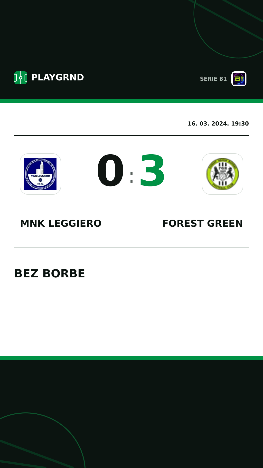 Instagram slika: MNK Leggiero 0:3 Forest Green
