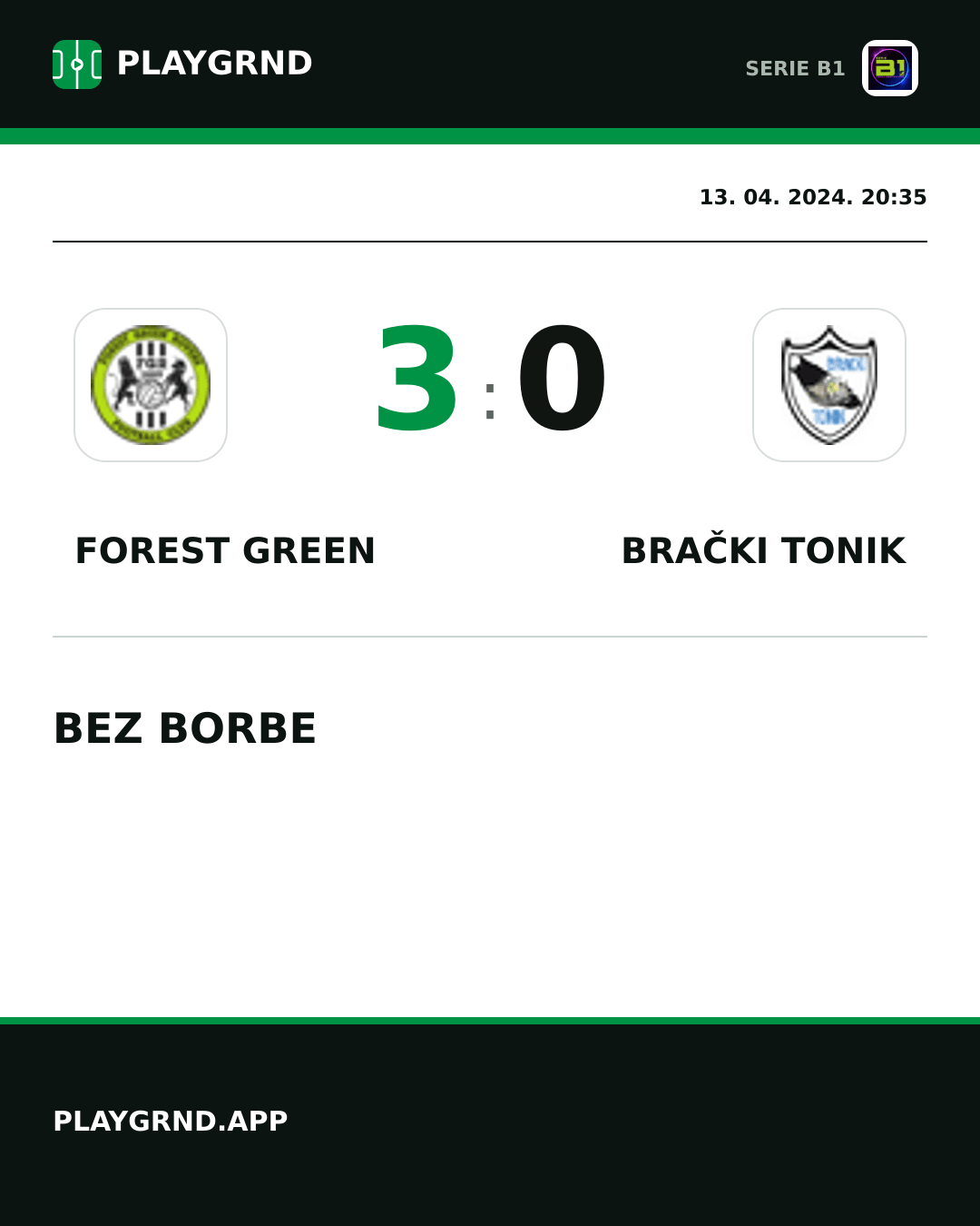 Instagram slika: Forest Green 3:0 Brački Tonik