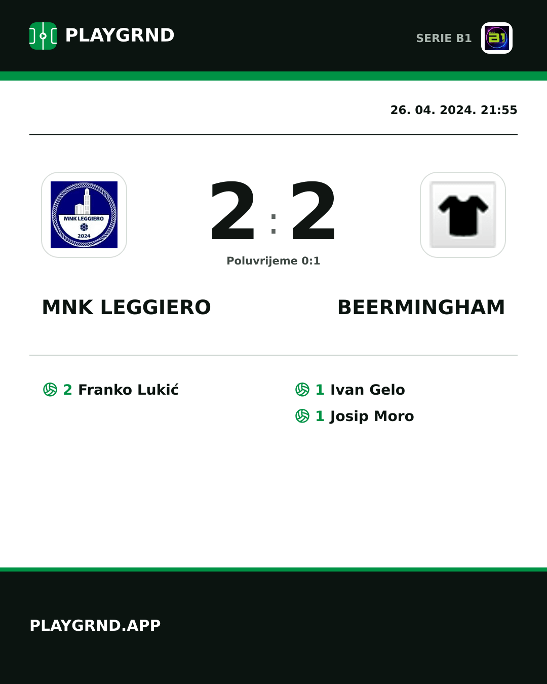 Instagram slika: MNK Leggiero 2:2 Beermingham