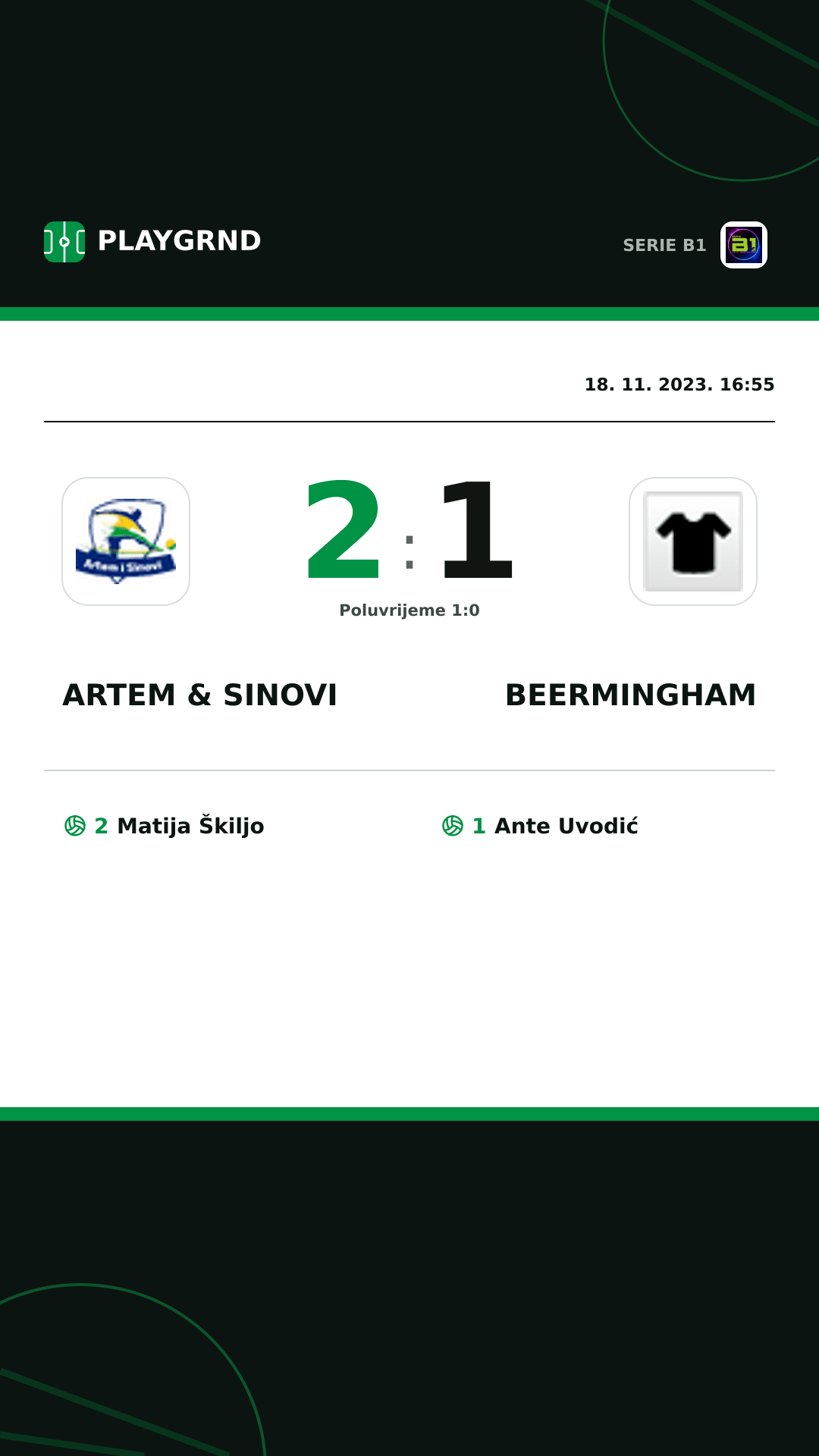 Instagram slika: Artem & Sinovi 2:1 Beermingham