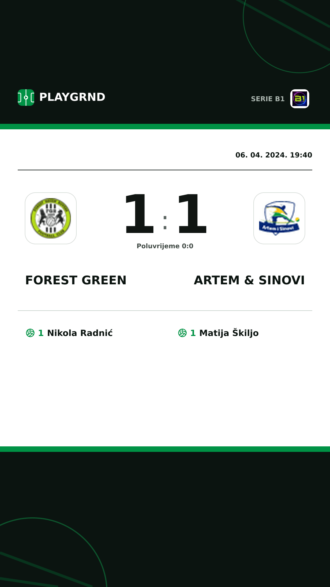 Instagram slika: Forest Green 1:1 Artem & Sinovi
