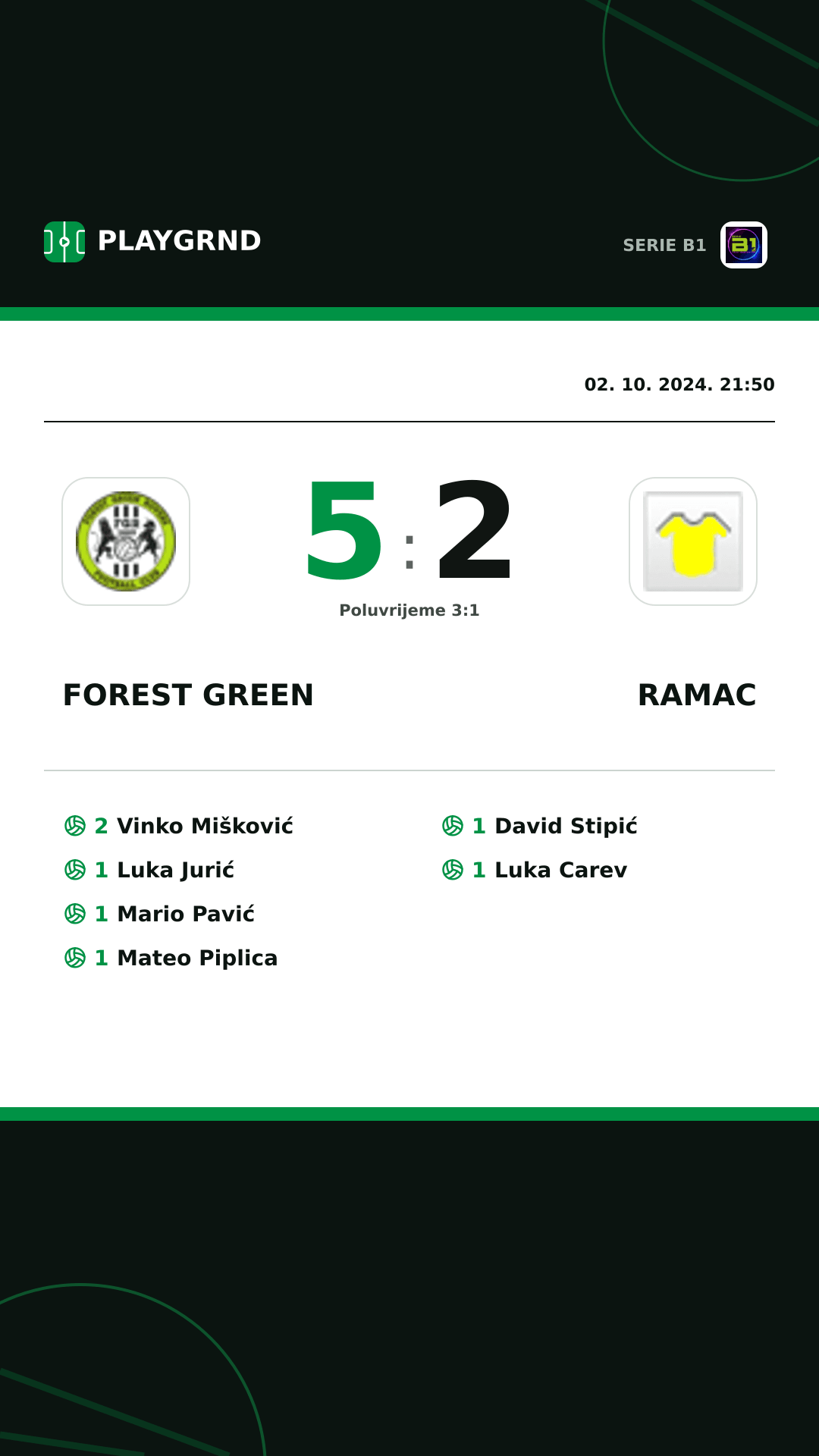 Instagram slika: Forest Green 5:2 Ramac