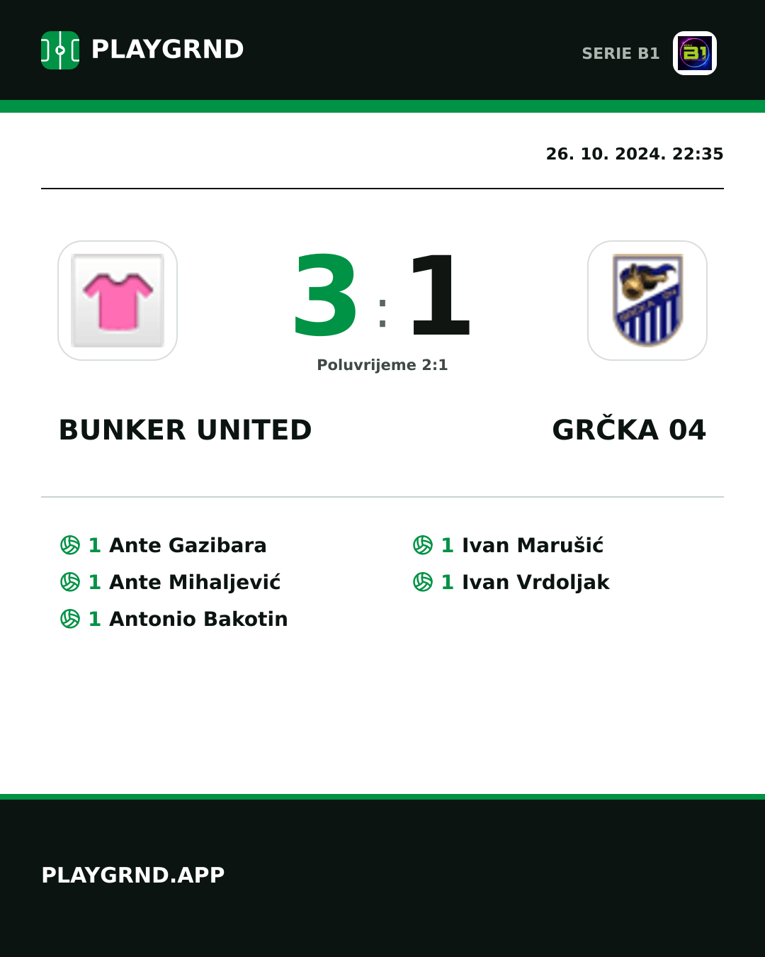 Instagram slika: Bunker United 3:1 Grčka 04