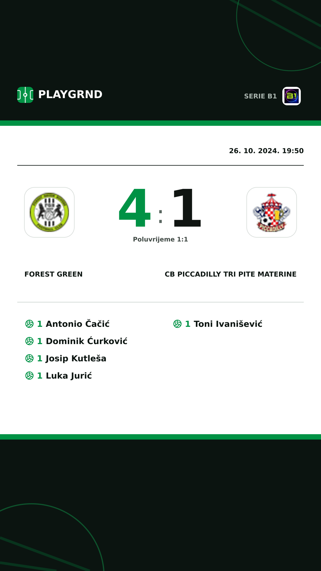 Instagram slika: Forest Green 4:1 CB Piccadilly Tri Pite Materine