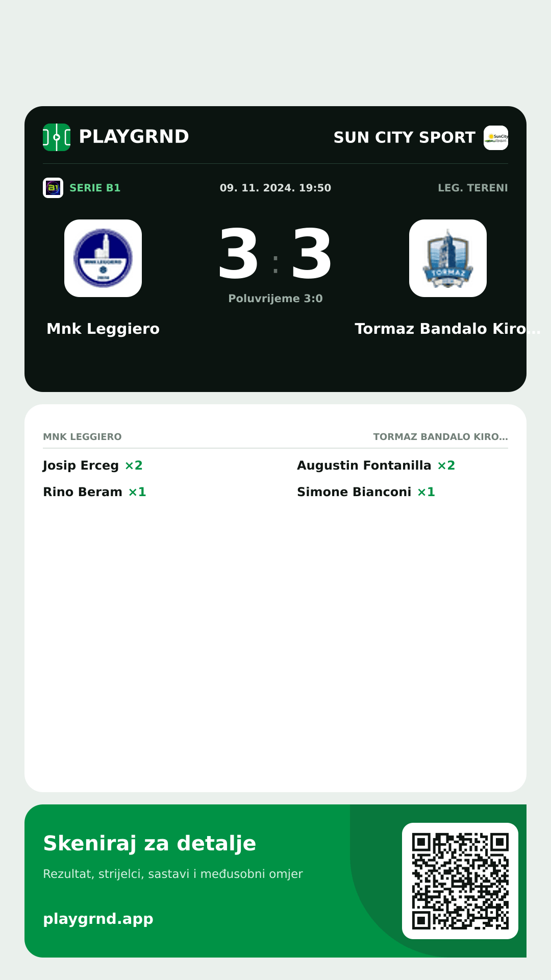 Story slika: Mnk Leggiero 3:3 Tormaz Bandalo Kiropraktika