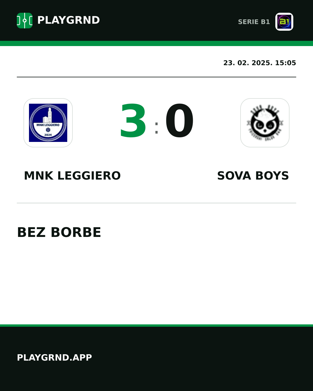 Instagram slika: MNK Leggiero 3:0 Sova Boys