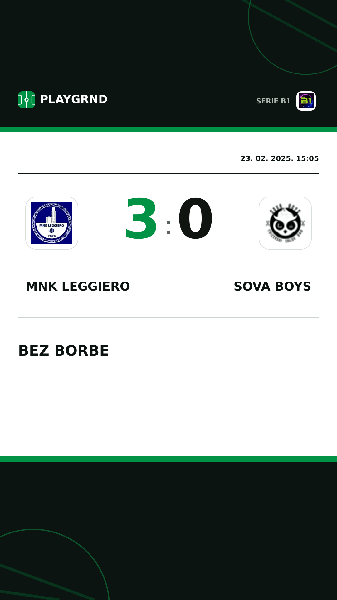 Instagram slika: MNK Leggiero 3:0 Sova Boys