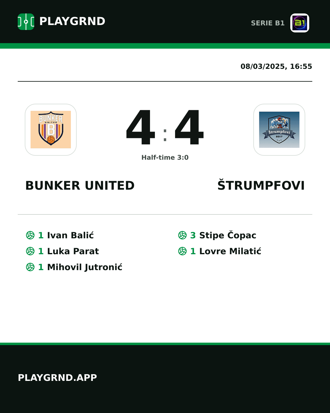 Instagram artwork: Bunker United 4:4 Štrumpfovi