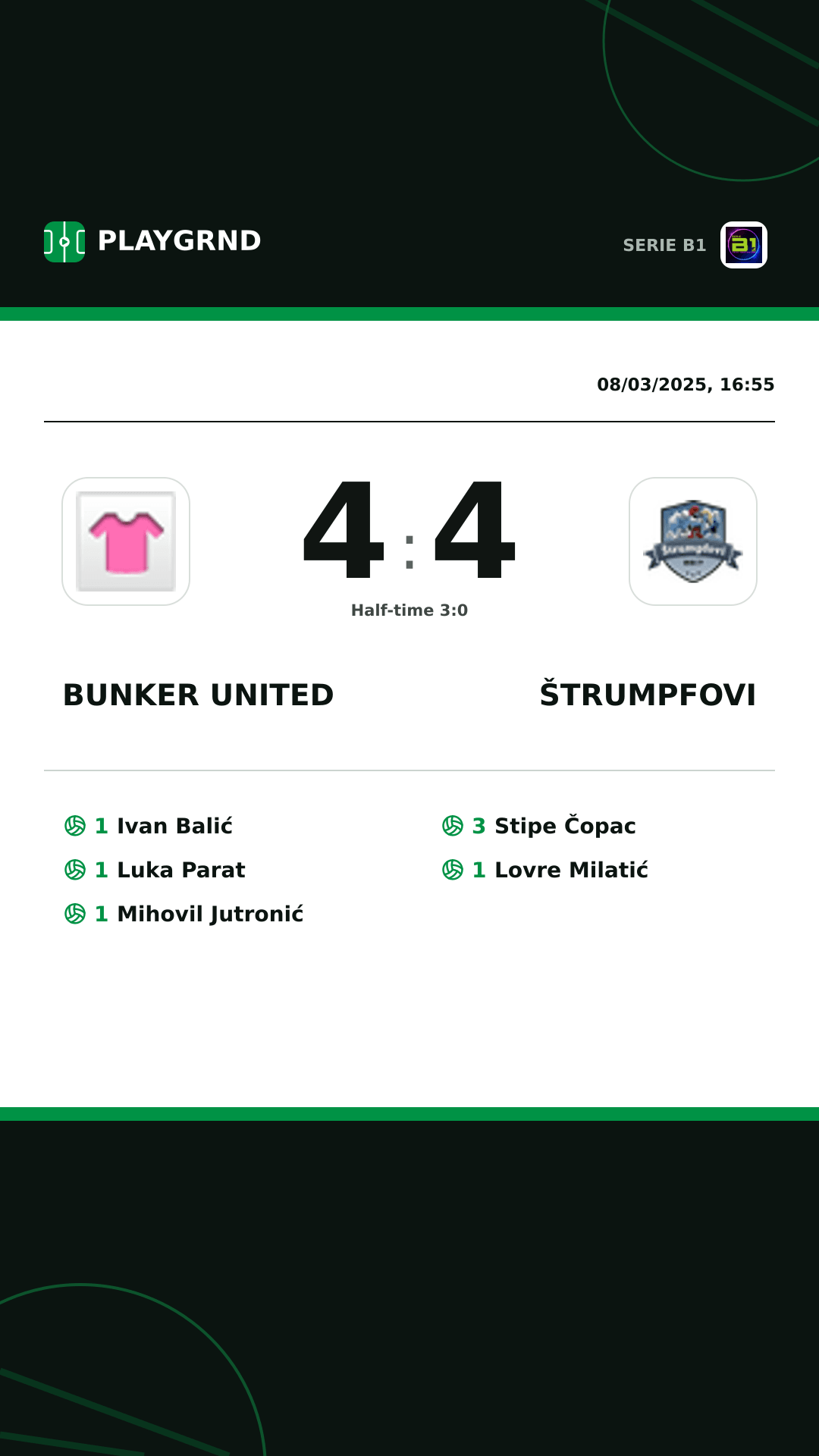 Instagram artwork: Bunker United 4:4 Štrumpfovi
