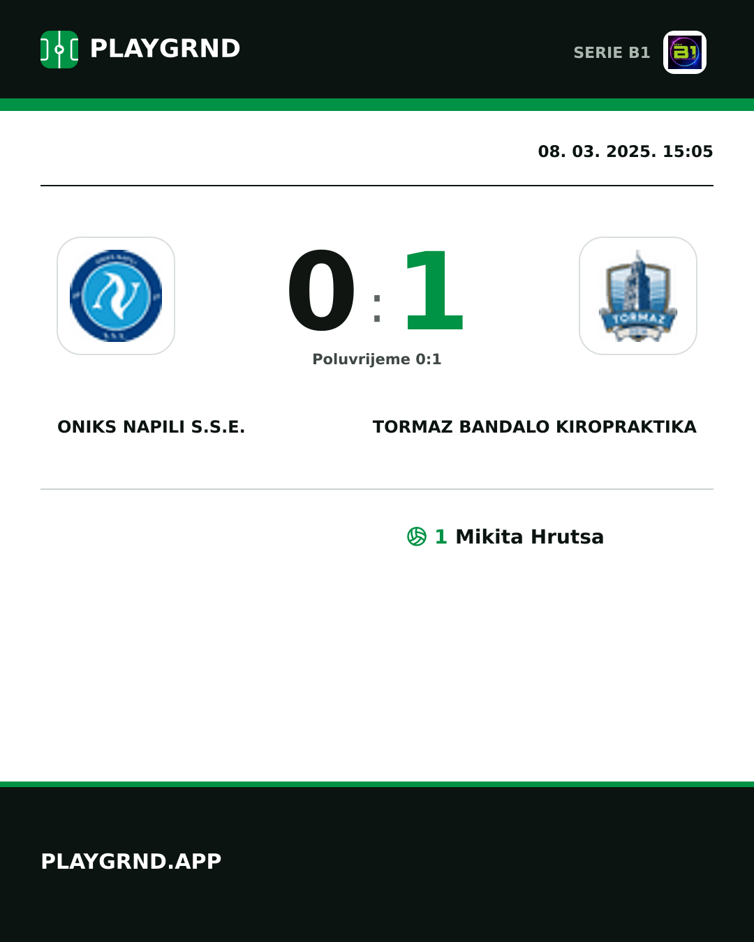 Instagram slika: Oniks Napili S.S.E. 0:1 Tormaz Bandalo Kiropraktika
