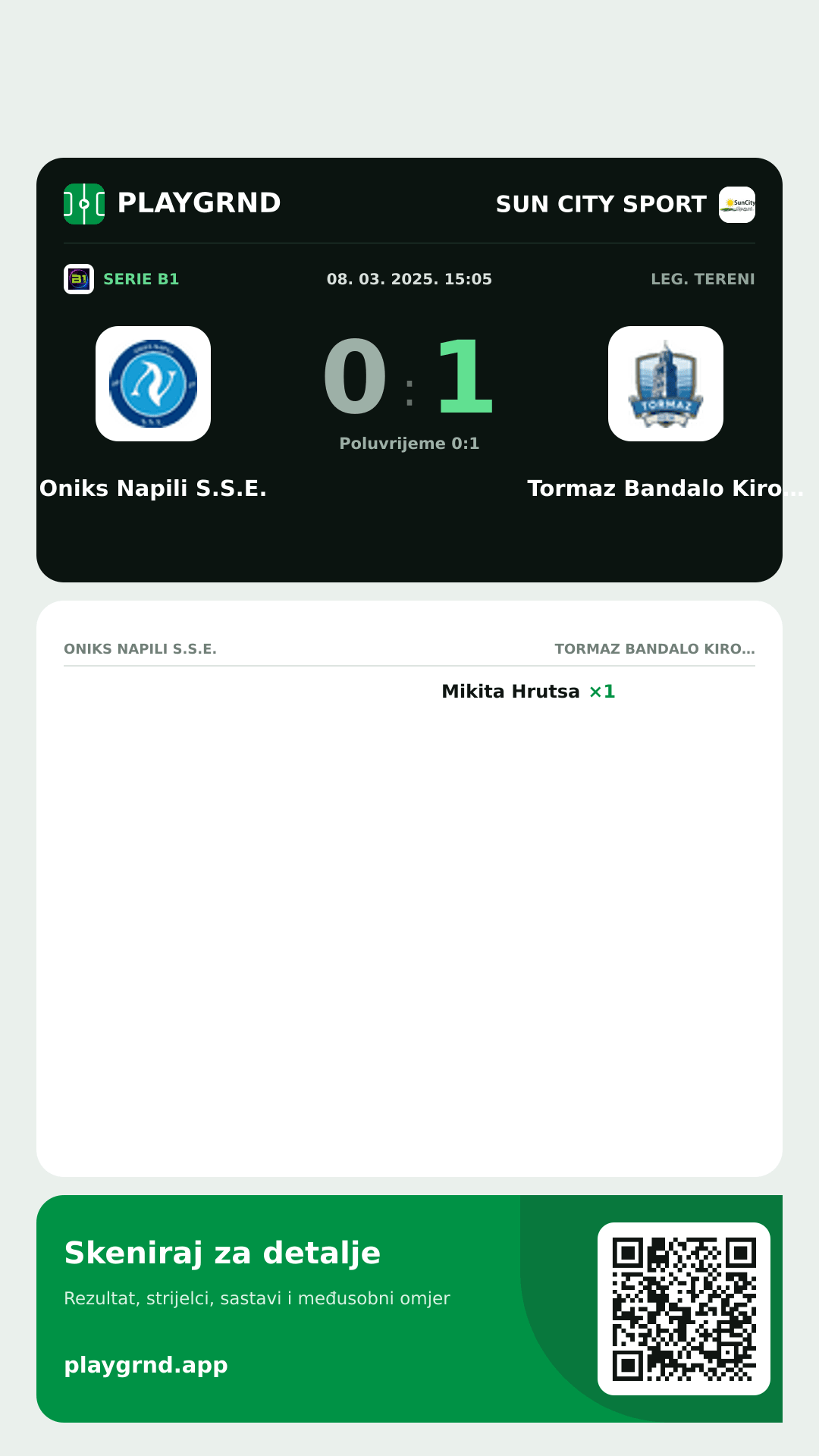 Story image: Oniks Napili S.S.E. 0:1 Tormaz Bandalo Kiropraktika