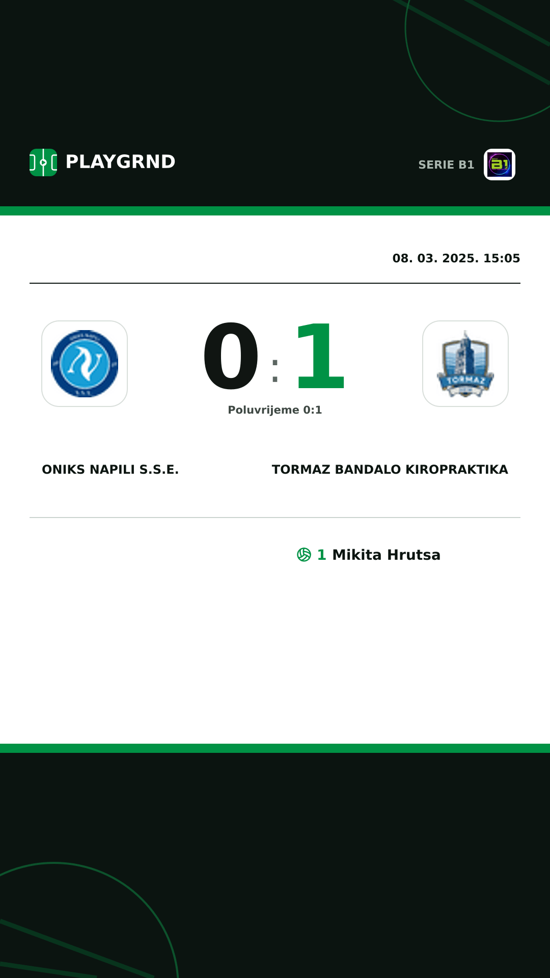 Instagram slika: Oniks Napili S.S.E. 0:1 Tormaz Bandalo Kiropraktika