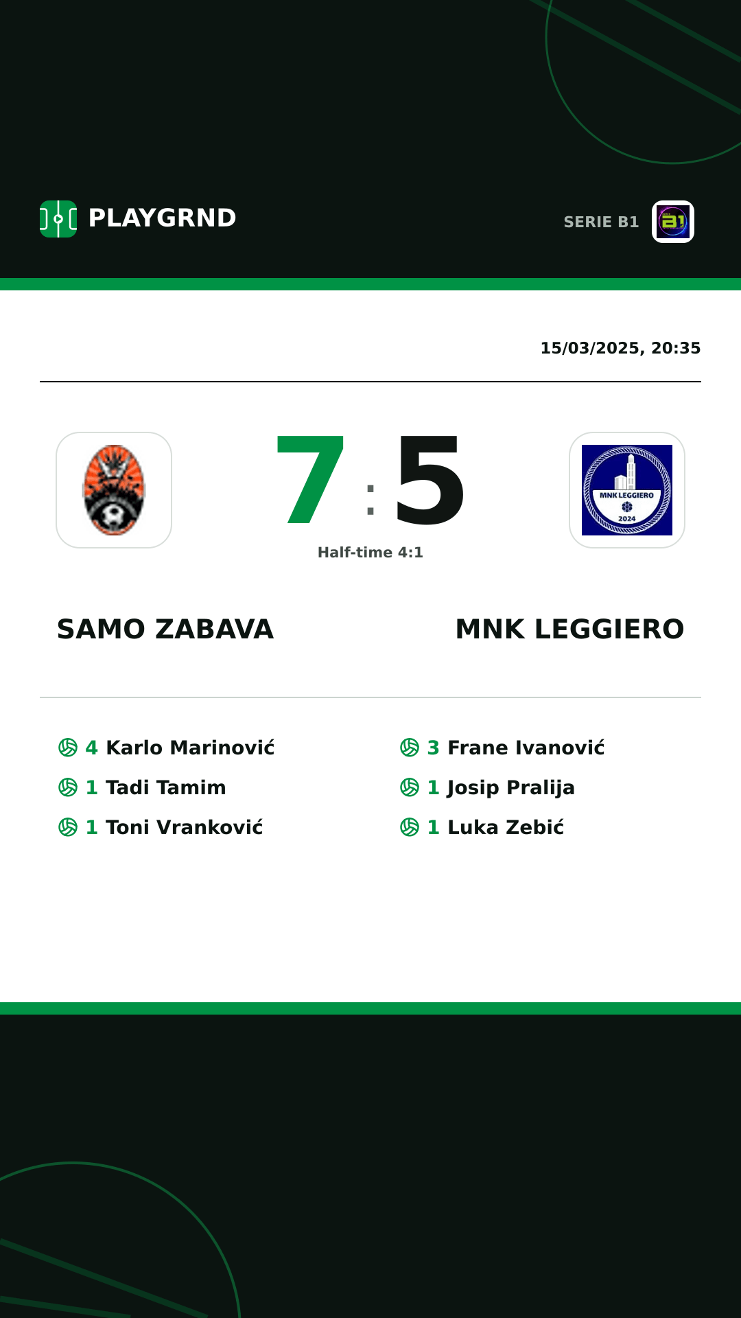 Instagram artwork: Samo Zabava 7:5 MNK Leggiero