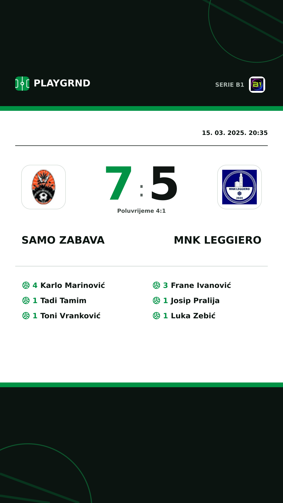 Instagram slika: Samo Zabava 7:5 MNK Leggiero