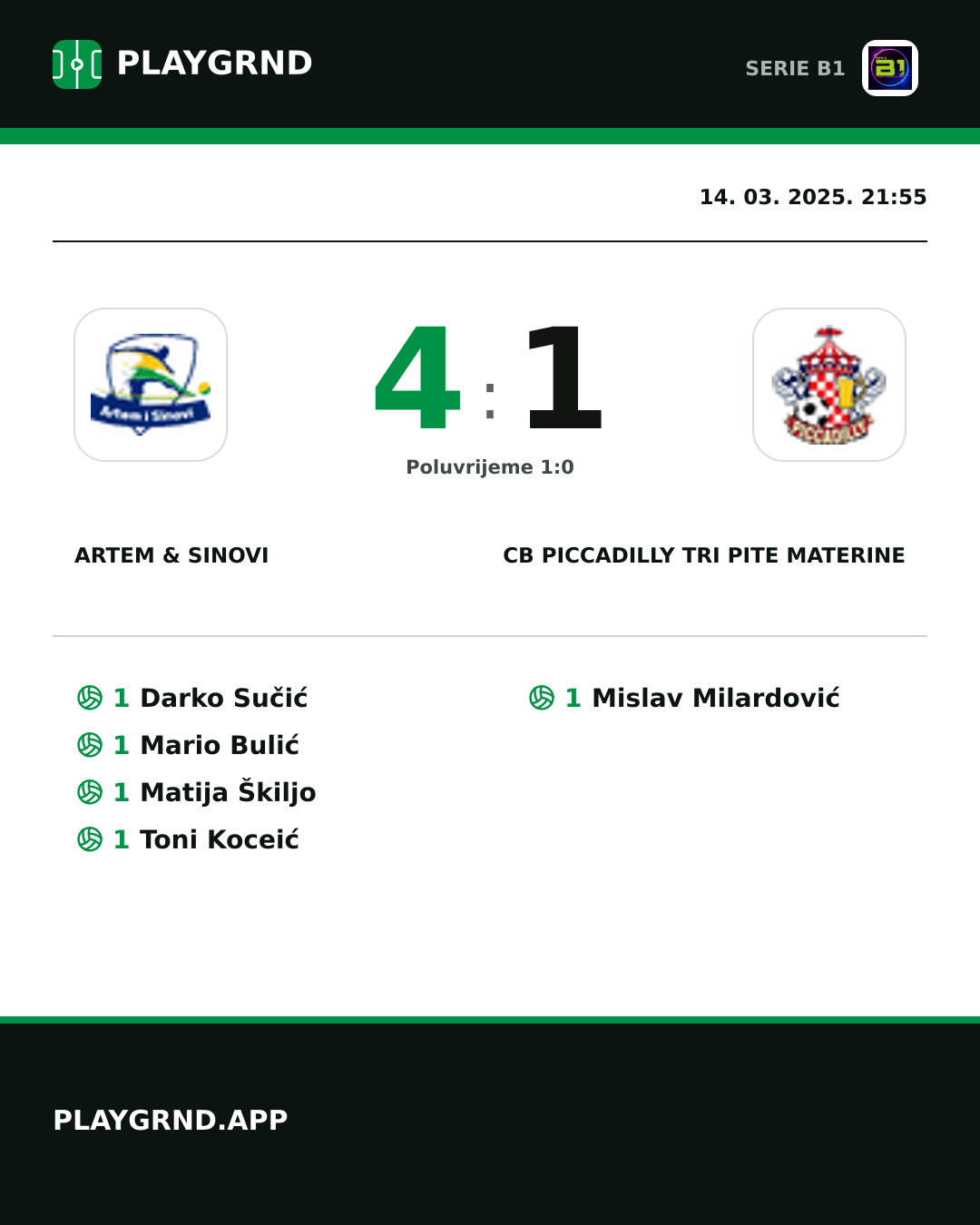 Instagram slika: Artem & Sinovi 4:1 CB Piccadilly Tri Pite Materine