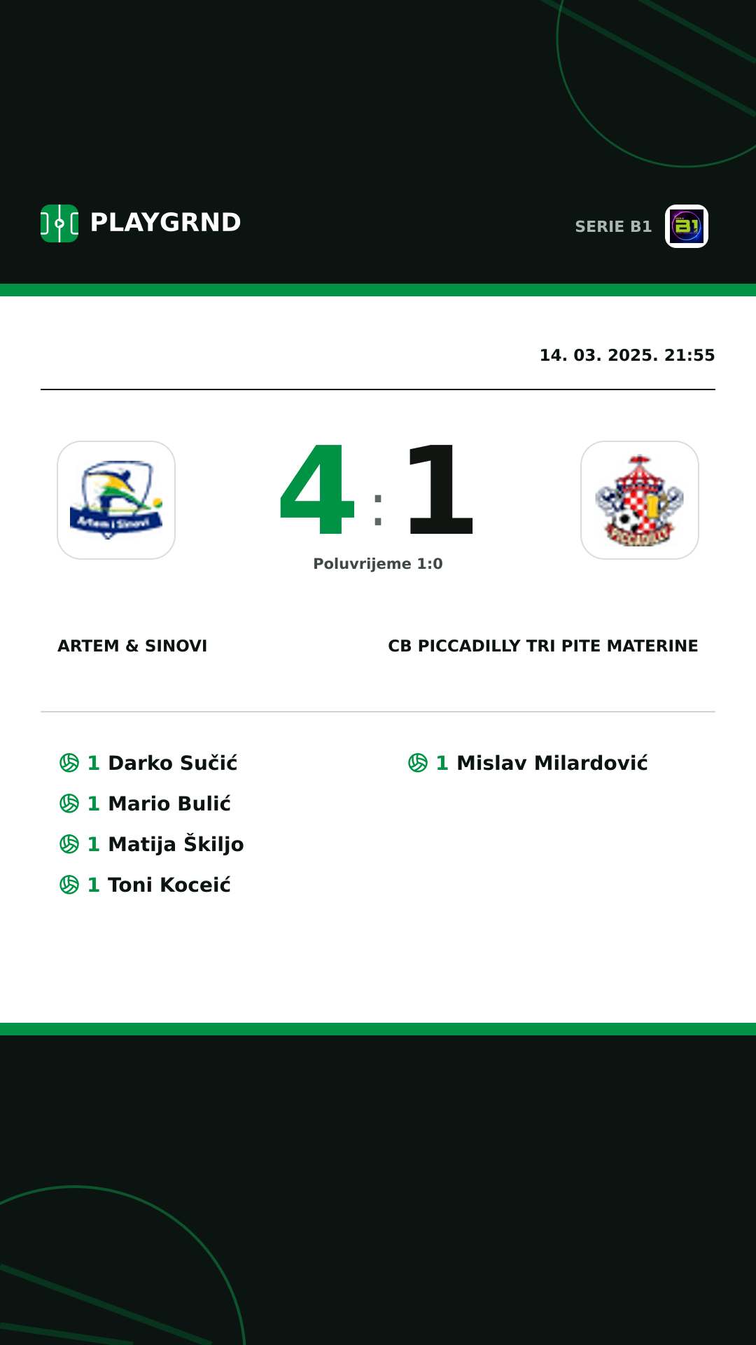 Instagram slika: Artem & Sinovi 4:1 CB Piccadilly Tri Pite Materine
