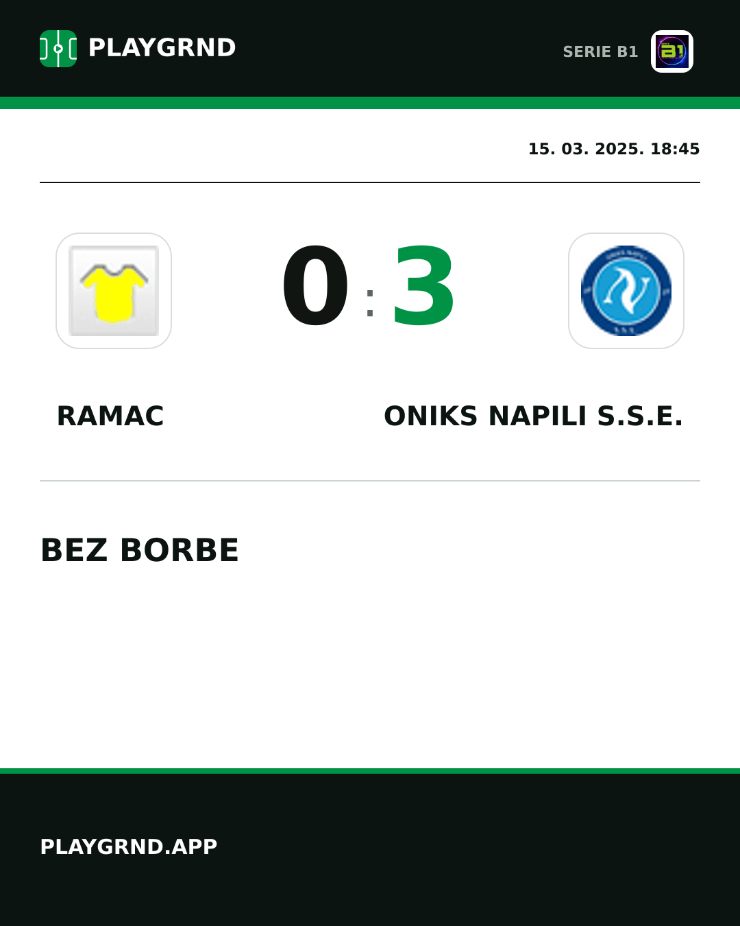 Instagram slika: Ramac 0:3 Oniks Napili S.S.E.