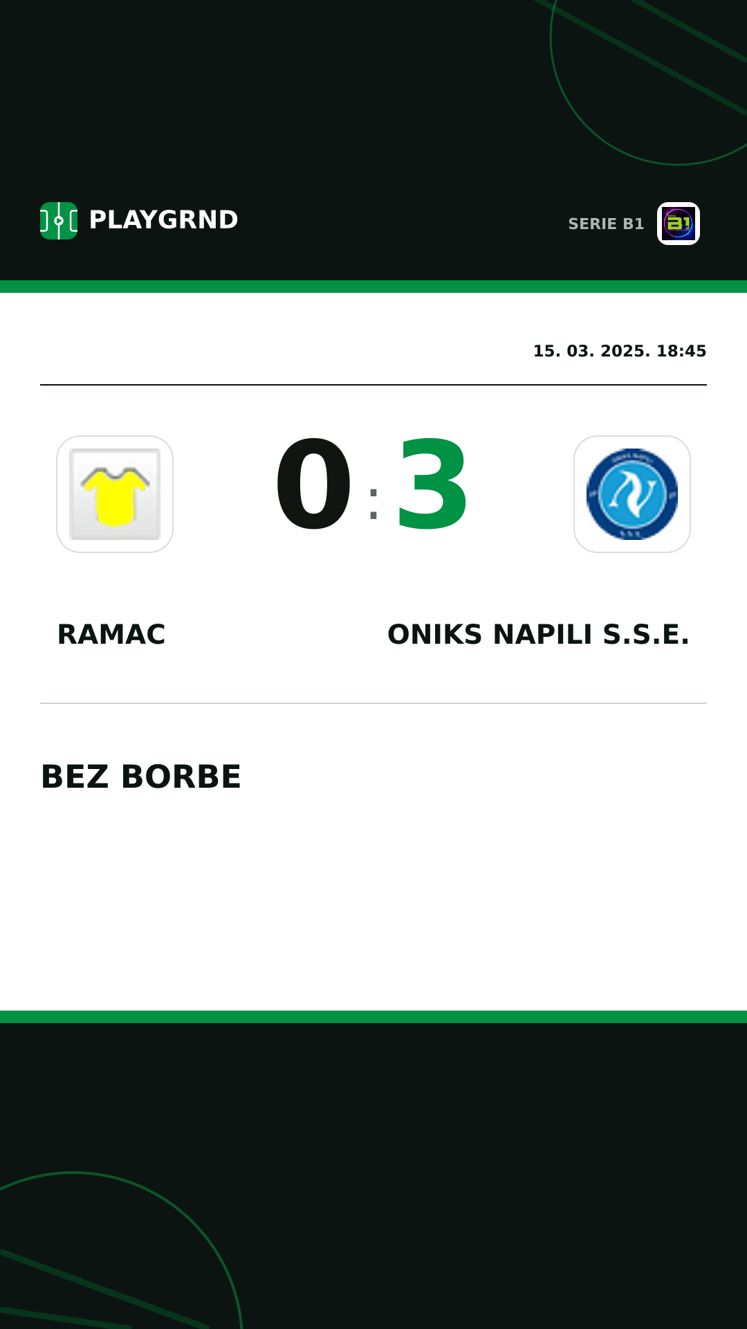 Instagram slika: Ramac 0:3 Oniks Napili S.S.E.