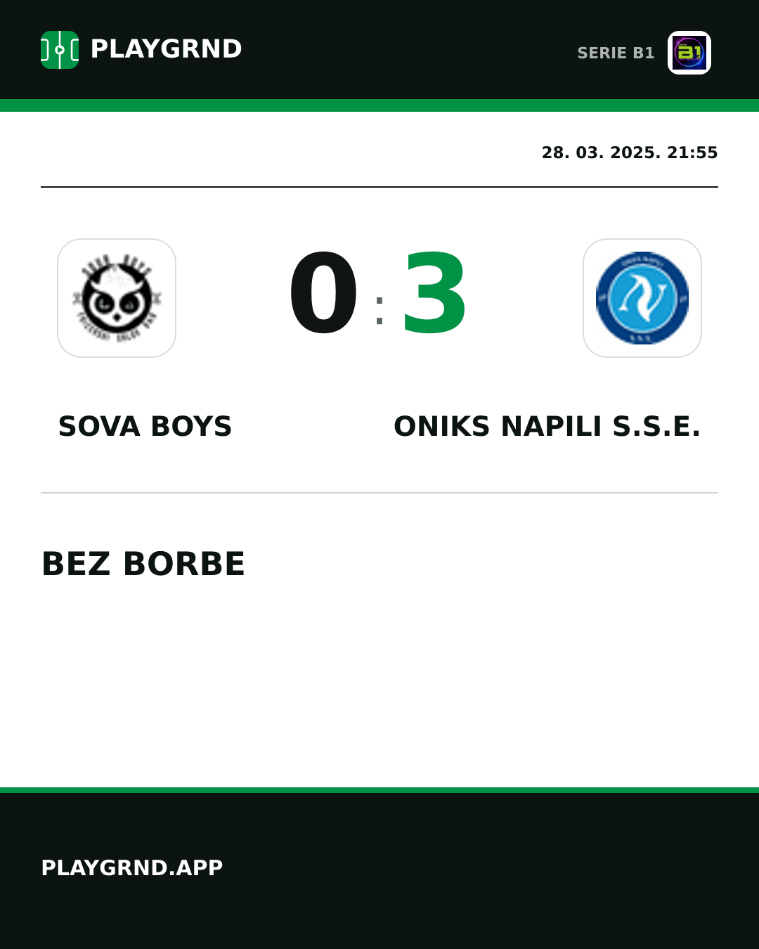 Instagram slika: Sova Boys 0:3 Oniks Napili S.S.E.
