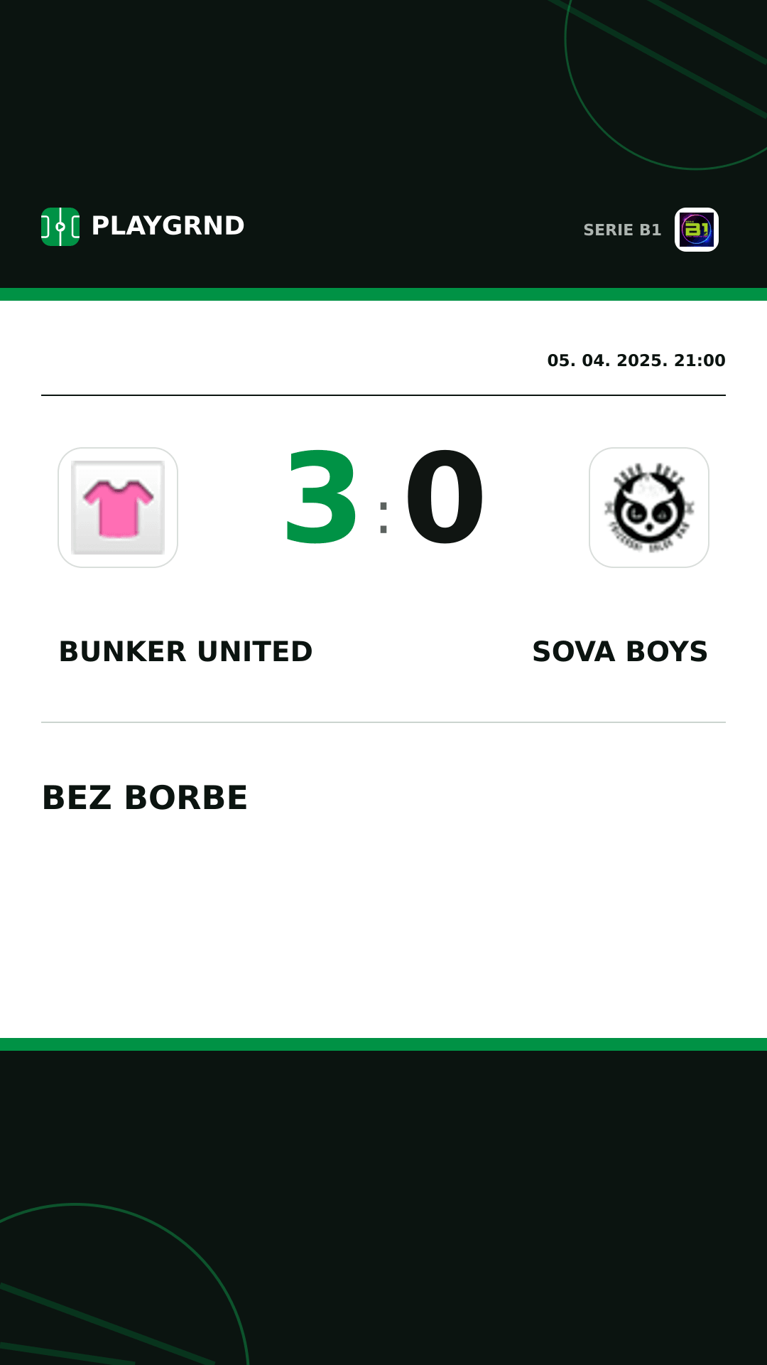 Instagram slika: Bunker United 3:0 Sova Boys
