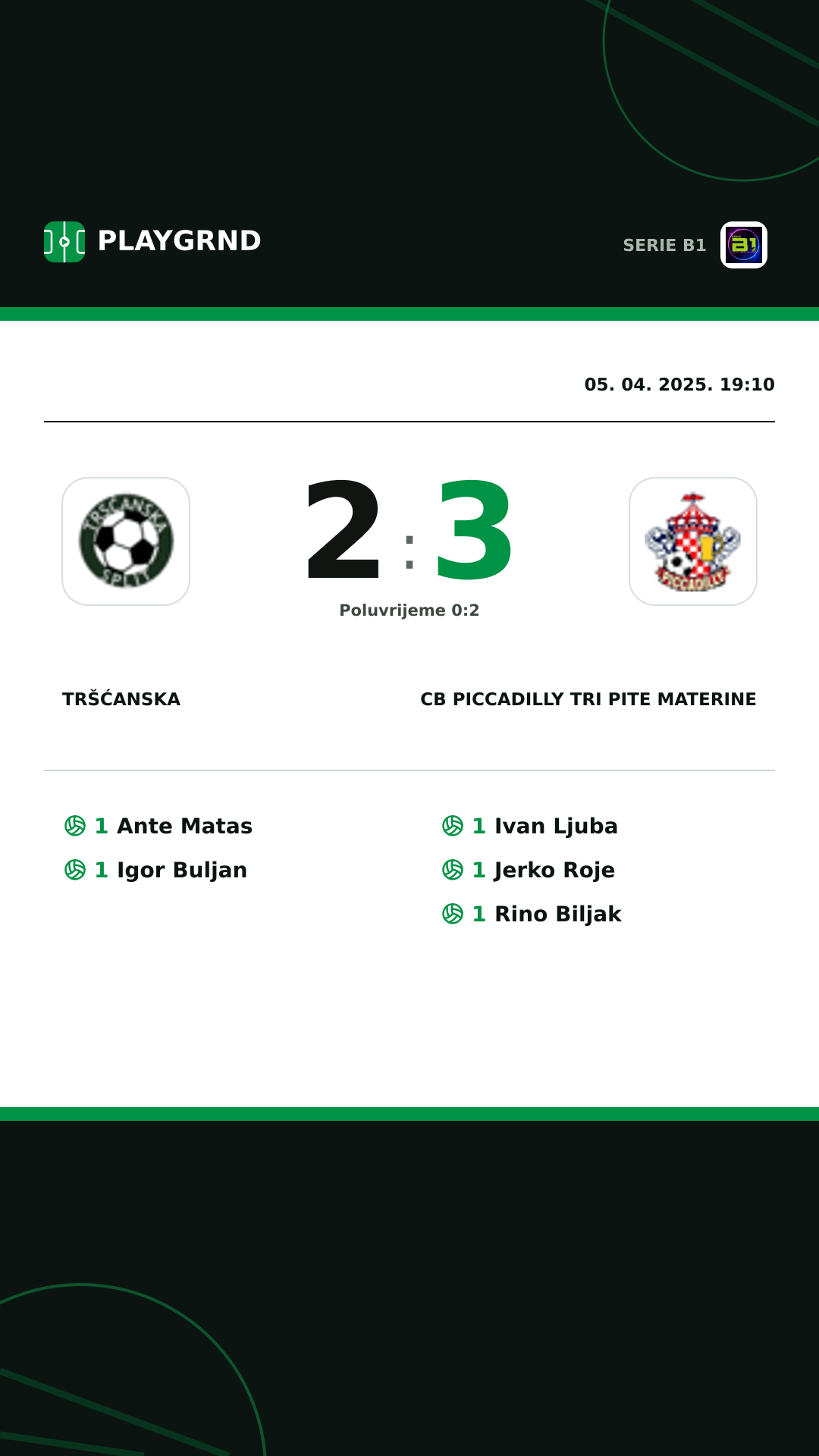 Instagram slika: Tršćanska 2:3 CB Piccadilly Tri Pite Materine