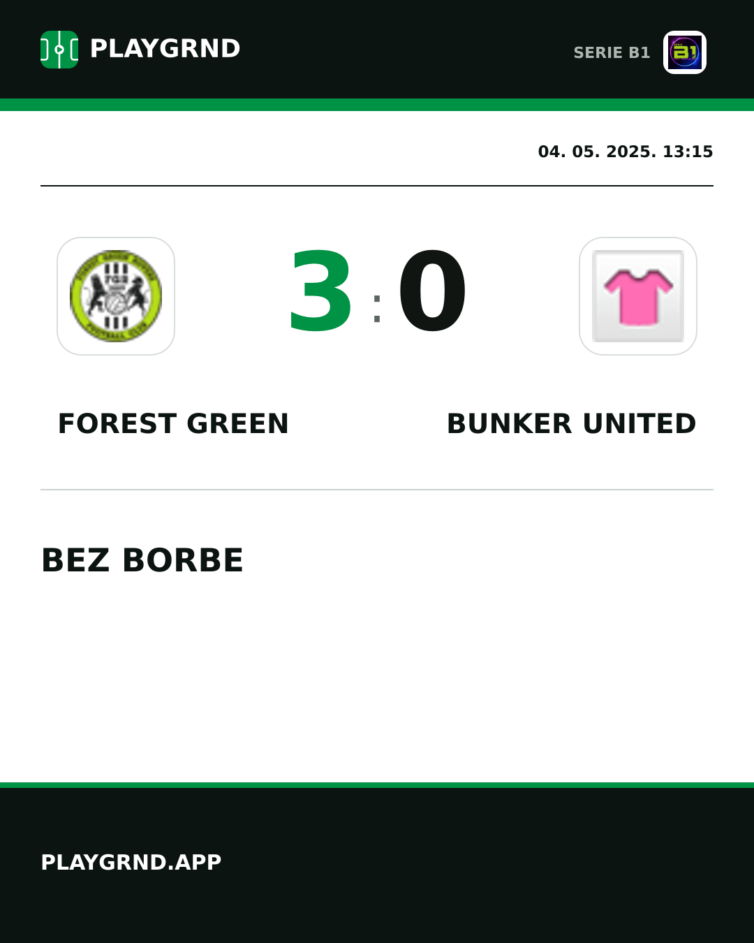 Instagram slika: Forest Green 3:0 Bunker United