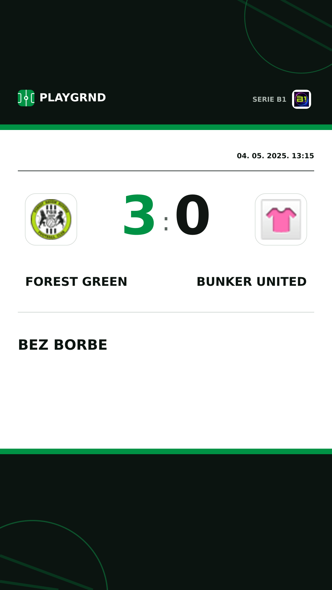 Instagram slika: Forest Green 3:0 Bunker United