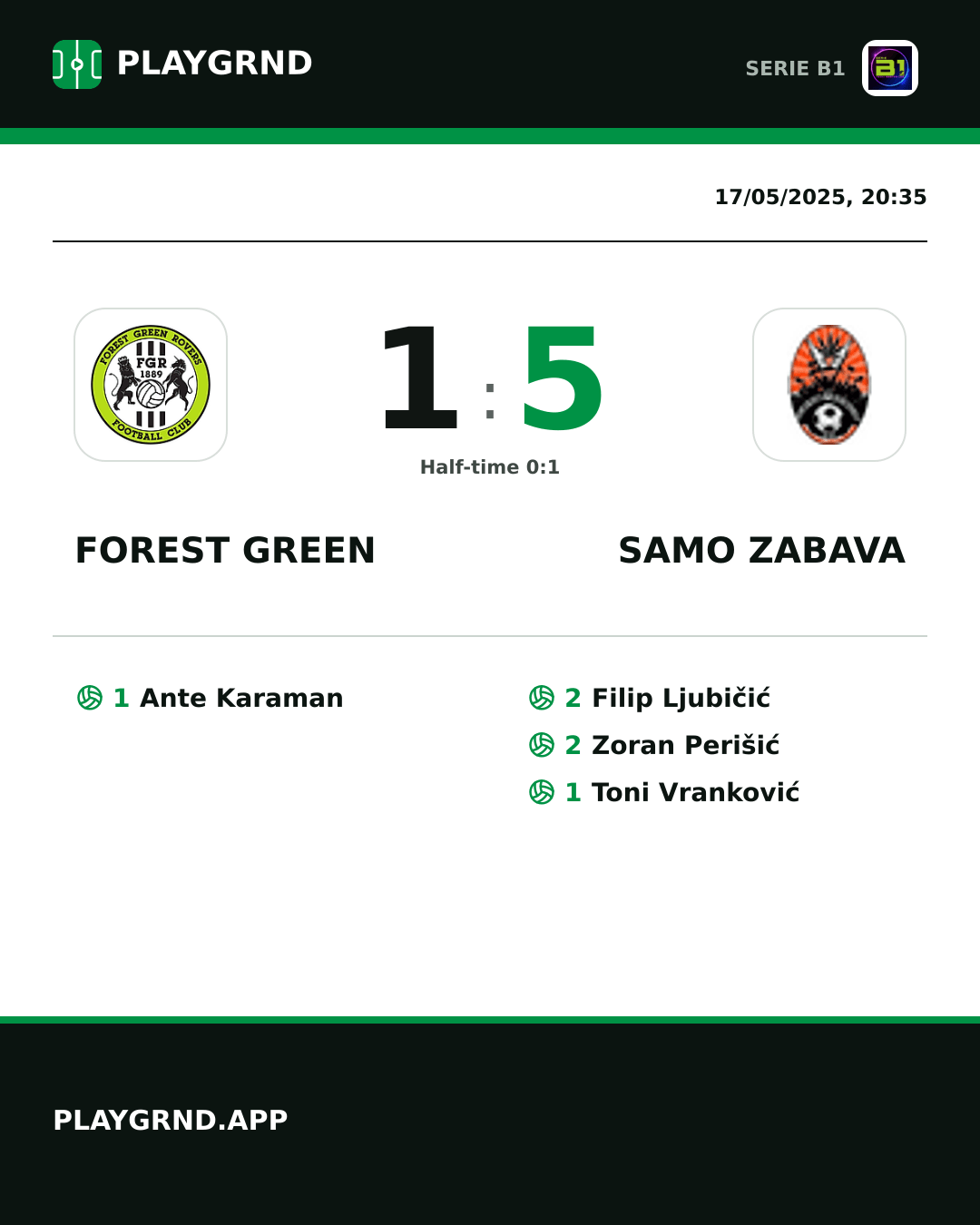 Instagram artwork: Forest Green 1:5 Samo Zabava