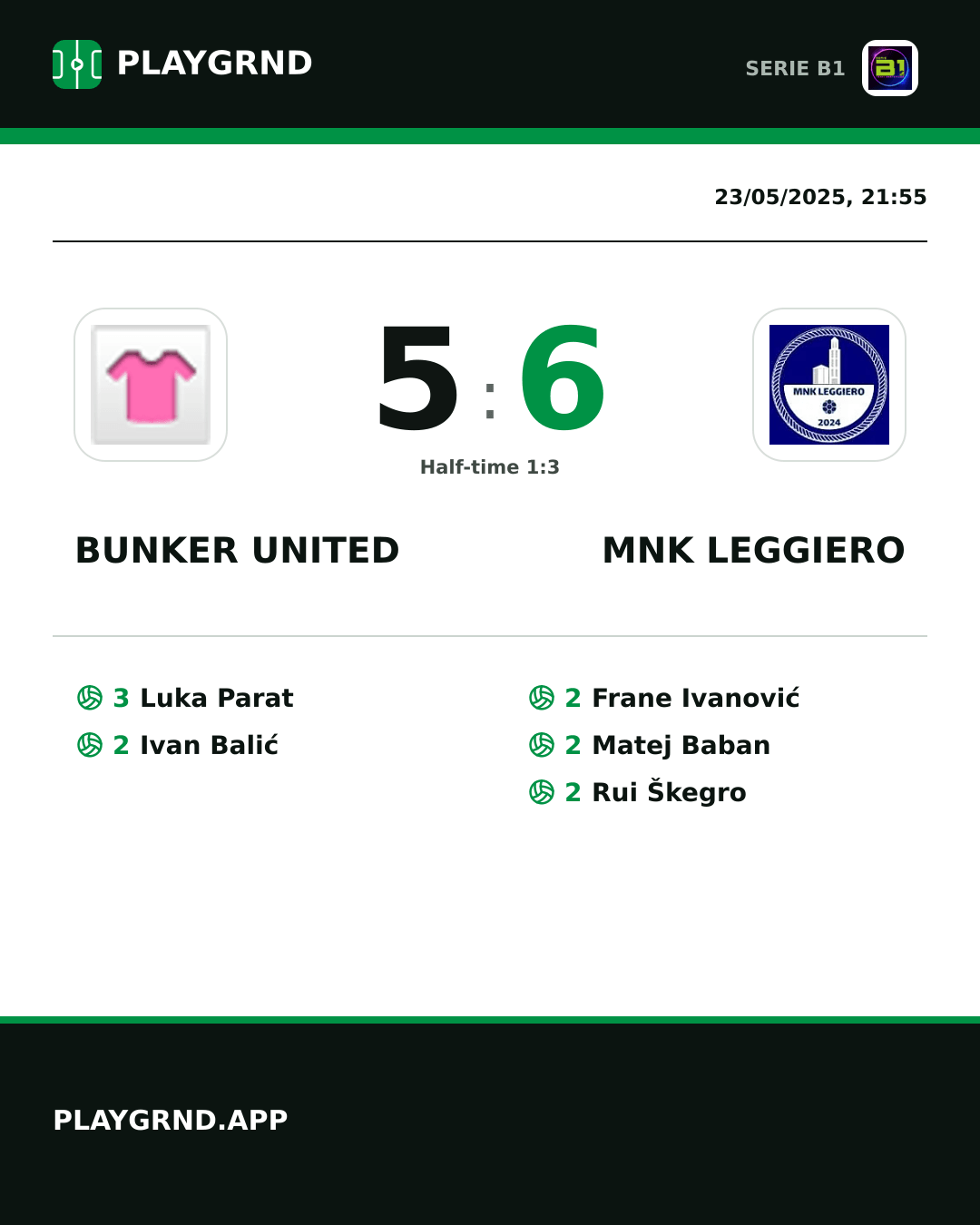 Instagram artwork: Bunker United 5:6 MNK Leggiero
