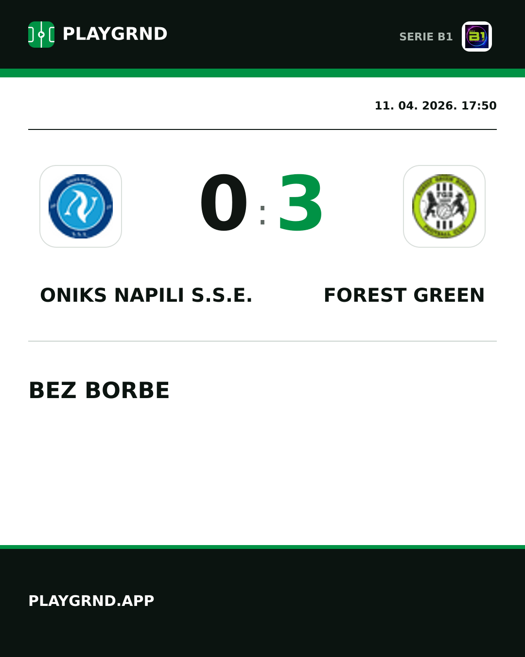 Instagram slika: Oniks Napili S.S.E. 0:3 Forest Green