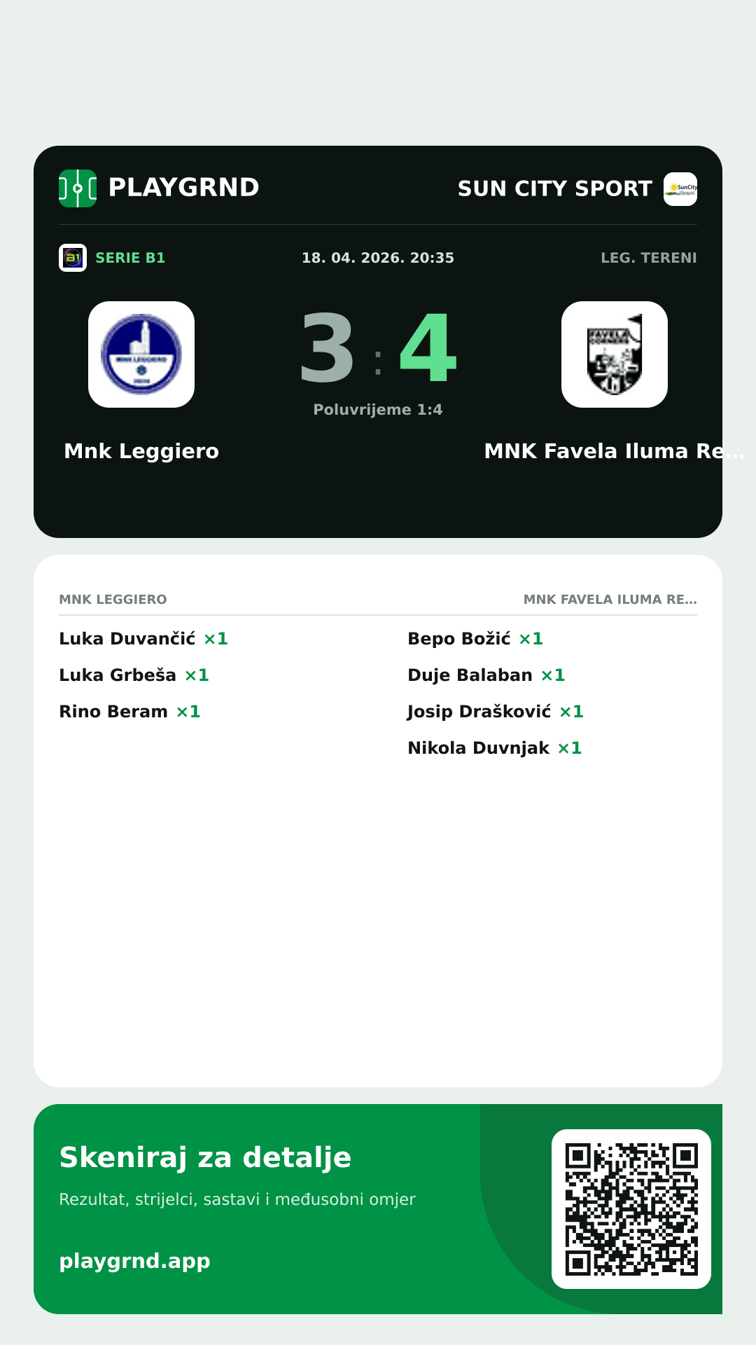 Story slika: Mnk Leggiero 3:4 MNK Favela Iluma Rent