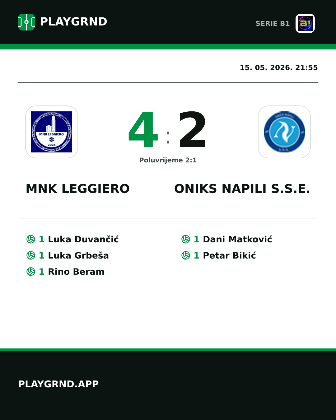 Instagram slika: MNK Leggiero 4:2 Oniks Napili S.S.E.