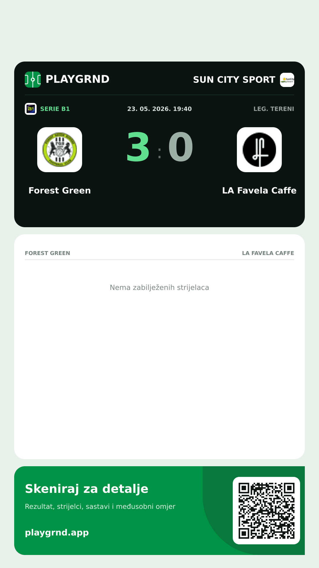 Story slika: Forest Green 3:0 LA Favela Caffe