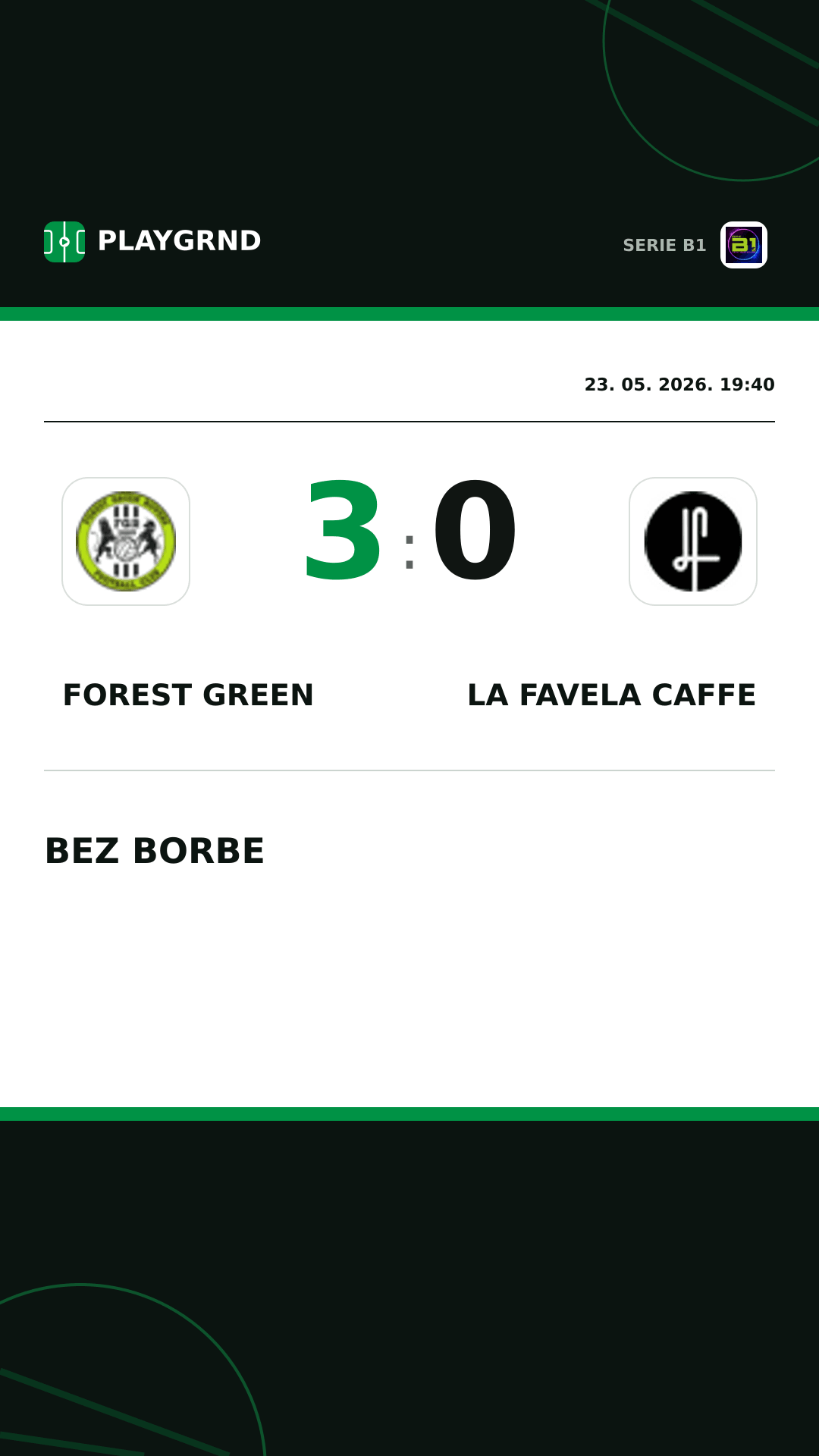 Instagram slika: Forest Green 3:0 LA Favela Caffe