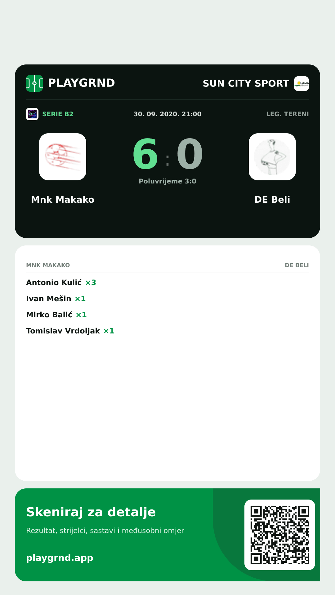 Story slika: Mnk Makako 6:0 DE Beli