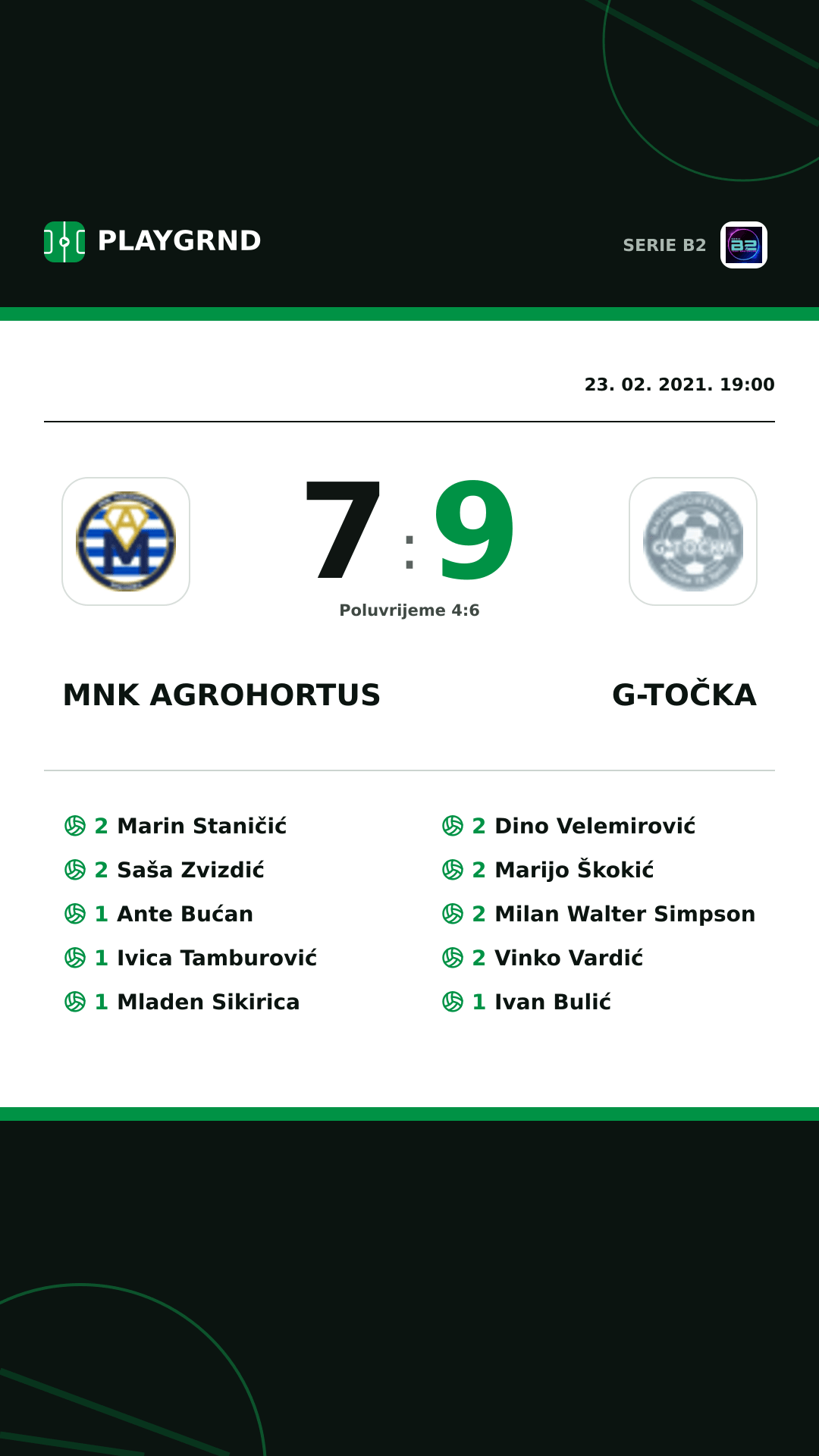 Instagram slika: Mnk Agrohortus 7:9 G-Točka