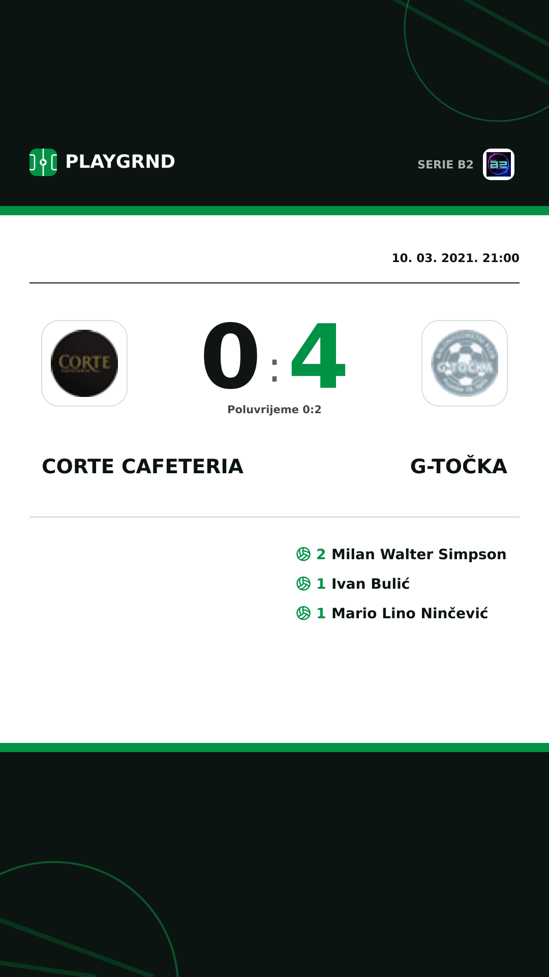 Instagram slika: Corte Cafeteria 0:4 G-Točka