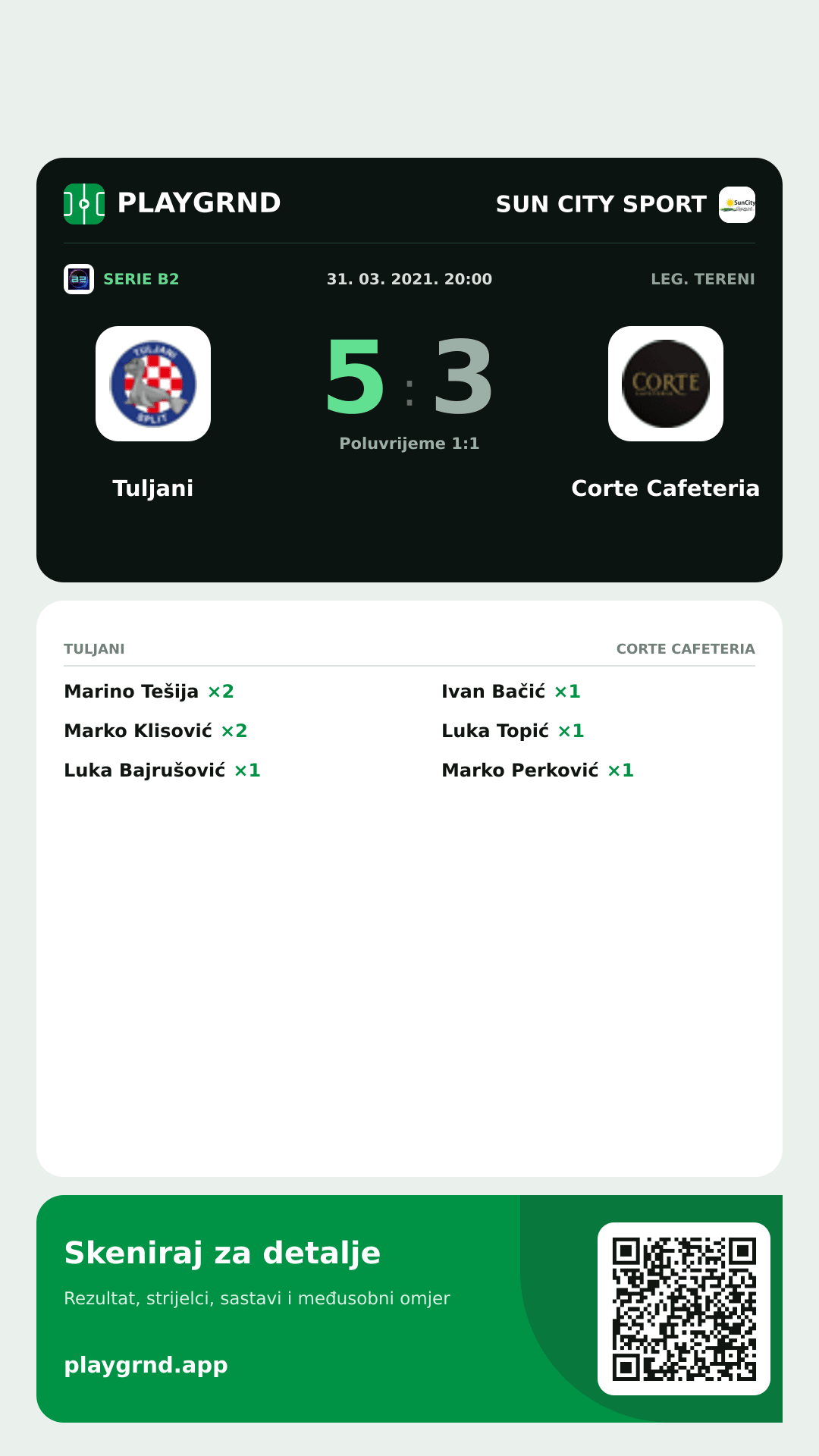 Story slika: Tuljani 5:3 Corte Cafeteria