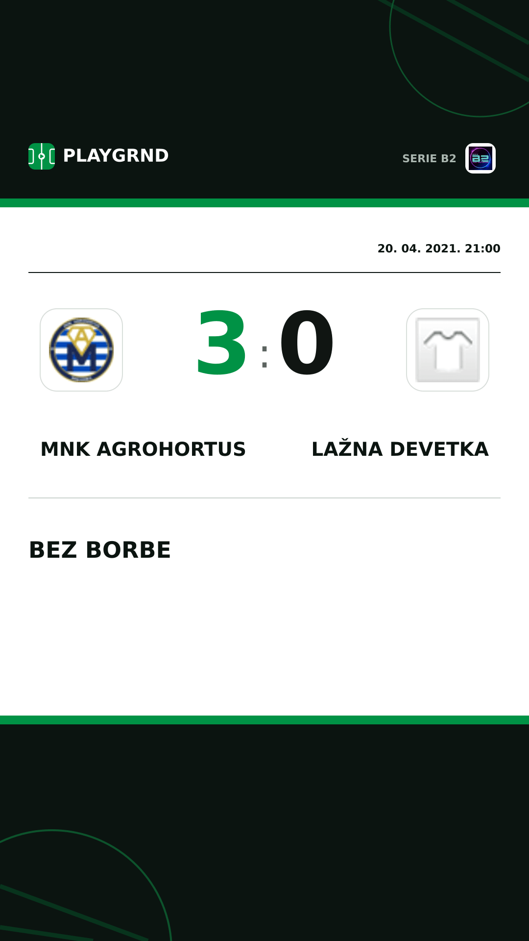 Instagram slika: Mnk Agrohortus 3:0 Lažna Devetka