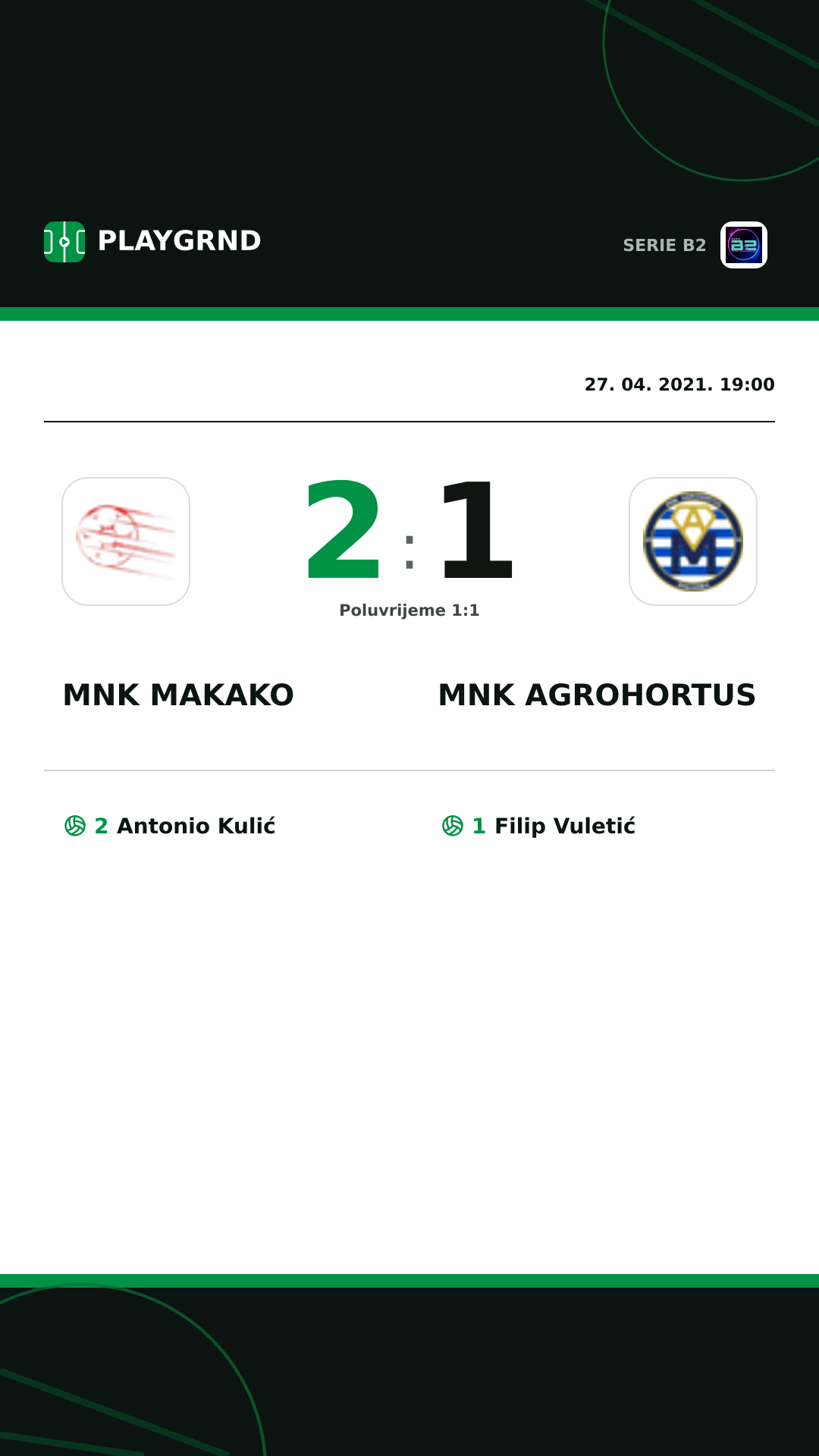 Instagram slika: Mnk Makako 2:1 Mnk Agrohortus